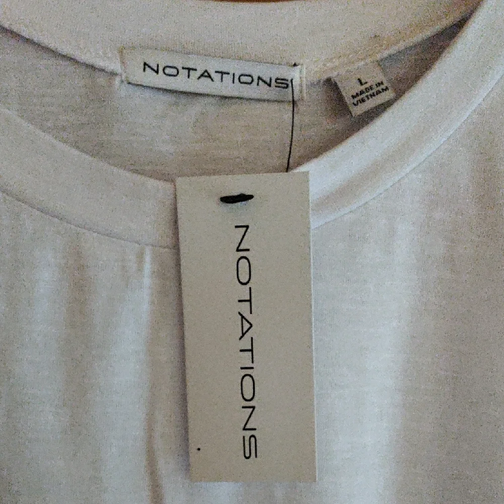 Notations Classic White Tee With Eyelet Sleeves - Picture 2 of 8